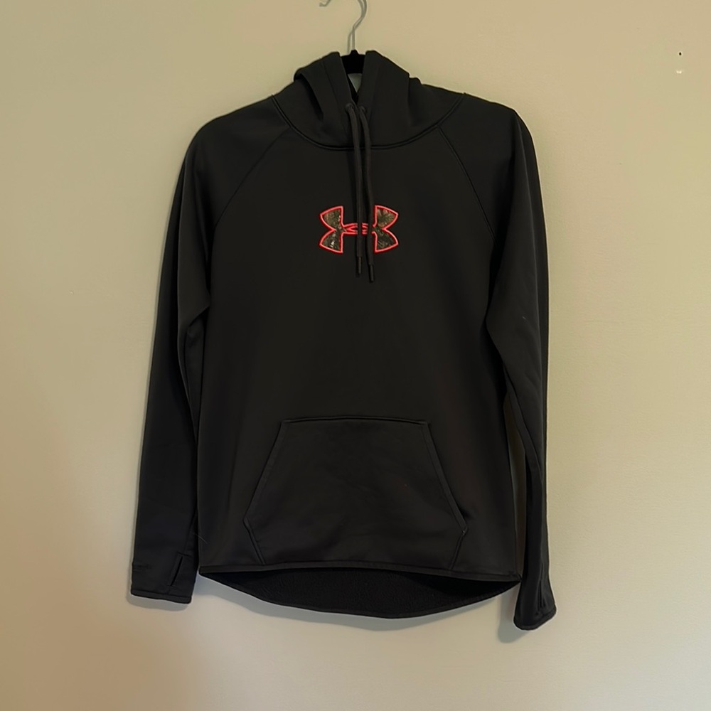 Women’s Under Armour Grey Hoodie with Pink/Camo logo